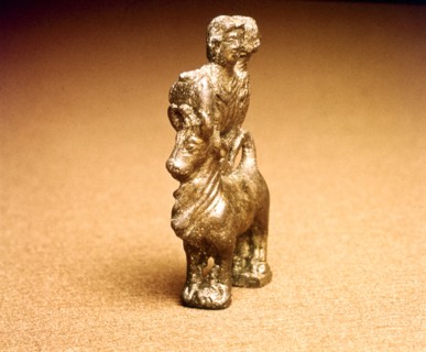 Celtic Bronze Three-Horned bull with Bust of two Goddesses, c1st century. Artist: Unknown.