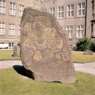 Crucifixion on Great Runestone of Harald Bluetooth, King of Denmark, c985, (20th century). Artist: Unknown.