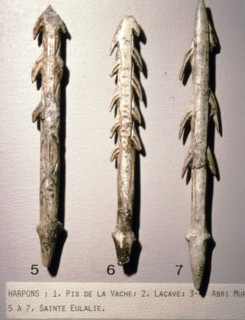 Bone Harpoons for fishing, Dordogne region, France, Paleolithic Period, (c20th century). Artist: Unknown.