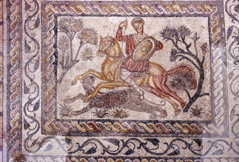 Roman Mosaic of Horseman hunting a leopard, Merida, Spain, c2nd-3rd century. Artist: Unknown.