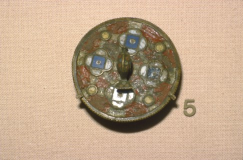 Enamelled bronze Brooch with stylised Dolphin in centre, 2nd-3rd century.  Artist: Unknown.
