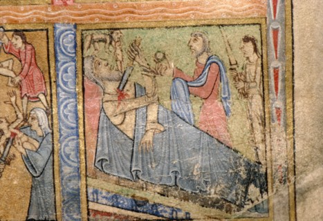 Detail from a Psalter, Suicide of Herod,  probably illuminated at Canterbury c1140.  Artist: Unknown.