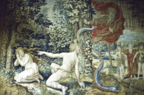 Florence. Adam and Eve after the Fall, Brussels Tapestry, 1548, (20th century) Artists: Pieter Coecke van Aelst, Jan de Kempeneer.