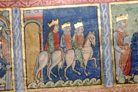 Detail from a Psalter: The Magi Ride to Bethlehem, c1140. Artist: Unknown.