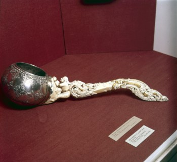 Water-Drinking Ladle, bowl in silver with ivory handle, Ceylon, 17th-18th century. Artist: Unknown.