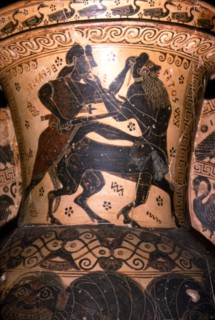 Hercules and the Centaur Setos, Detail of Greek Pot, Corinthian, c7th century BC. Artist: Nessos Painter.