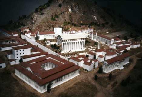 Olympia. Model of the Sacred Site in Greece with Temples and stadium beyond, c20th century. . Artist: Unknown.