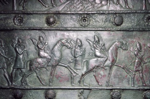 Detail from the Balawat Gates, made for Shalmeneser III, Neo-Assyrian, c858 BC-824 BC Artist: Unknown.