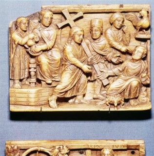 Pilate Condemns Christ and St Peter Denies Him, Ivory Panel, Byzantine Casket, early 5th century Artist: Unknown.