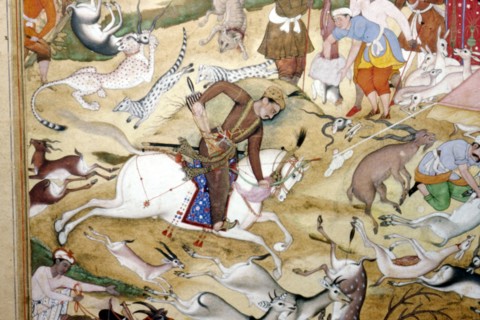 Akbar hunting, Mughal Scool, 1590. Artist: Unknown.