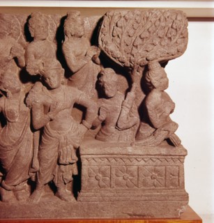Panel from The Bodhimanda, Buddha prepares for enlightenment, c2nd-3rd century Artist: Unknown.
