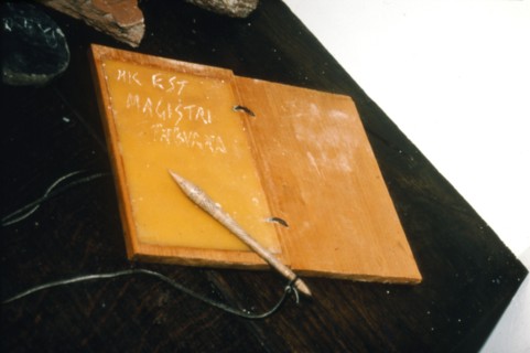 Roman Stylus, (original) and wax tablet, (reconstructed), c2nd century. Artist: Unknown.