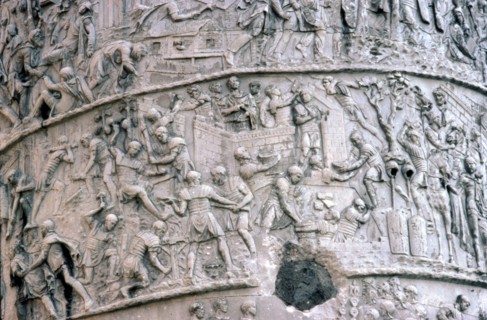 Roman Soldiers building fort in the Dacian Wars,  Trajan's Column, Rome, c2nd century. Artist: Unknown.