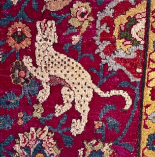 Detail feline on Persian Carpet, 16th century. Artist: Unknown.