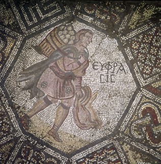 Detail of Byzantine Floor Mosaic at Great Palace, Istanbul, Reign of Justin, 565-575. Artist: Unknown.