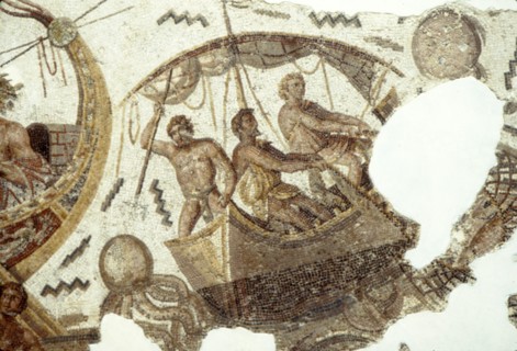 Roman Mosaic of Fishing Boat, c2nd-3rd century. Artist: Unknown.