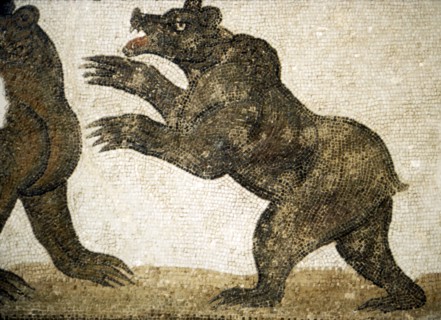 Bears Fighting, detail of Roman floor mosaic, from Utica, Tunisia, c3rd century.  Artist: Unknown.