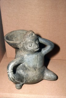 Monkey whistling Jar in Grey pottery, Monte Alban, Oaxaca, Mexico, 300-900. Artist: Unknown.