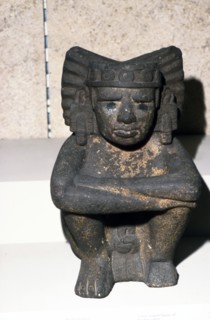 Aztec stone figure of seated Fire-God Xiuhtecuhtli, 1300-1521. Artist: Unknown.