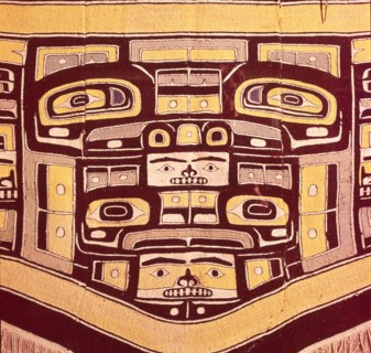 Chief's Blanket with Bear Design, Totemism,Tungit Tribe, Pacific Northwest Coast Indians. Artist: Unknown.