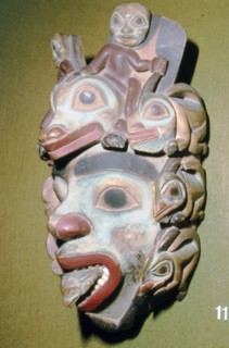Alasa, Face Mask with fish from coming out of mouth, North American Indian.  Artist: Unknown.