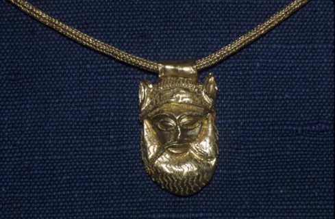 Gold Pendant  of Satyr's Head from Caere, Etruscan Jewellery, c500 BC.  Artist: Unknown.
