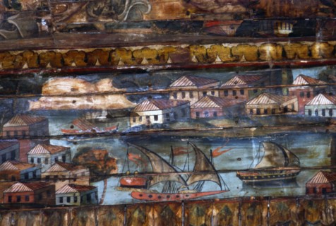 Coptic Fresco of the Nile with Felucca Ships, c6th-7th century. Artist: Unknown.