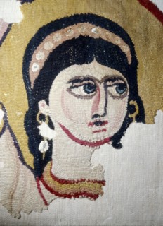 Coptic Textile, Female Head Portrait, Egypt, 6th-7th century.  Artist: Unknown.