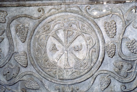 Chi-Rho symbol from Coptic sarcophagus, 7th century. Artist: Unknown.