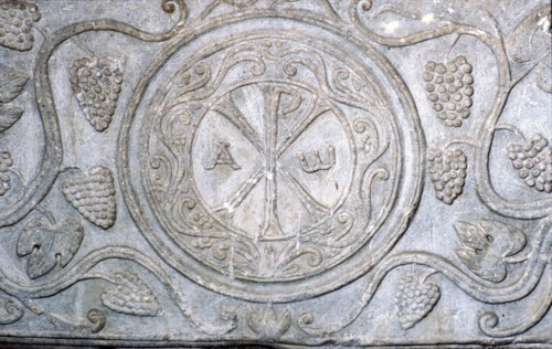 Chi-Rho symbol from Coptic sarcophagus, 7th century. Artist: Unknown.