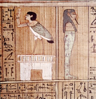 Soul-bird & Mummy, Book of the Dead, Egyptian Papyrus of Ani, Thebes, c1250BC. Artist: Unknown.