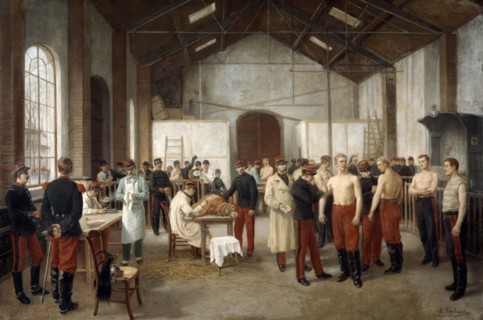 'Vaccination at the Val de Grace Hospital in Paris', c1900.  Artist: Alfred Touchemolin
