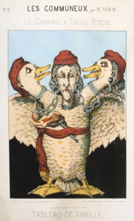 'Le Canard a Trois Becs', cartoon relating to the Paris Commune, 1871.  Artist: H Nerac