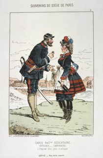 'Garde Nationale Sedentaire - Officier Cantinierre', Siege of Paris, 1870-1871. Artist: Anon