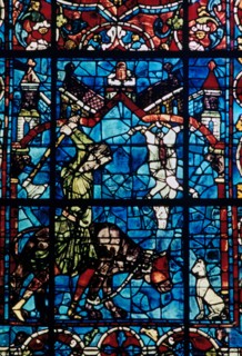The Butchers, stained glass, Chartres Cathedral, France, 1194-1260. Artist: Unknown