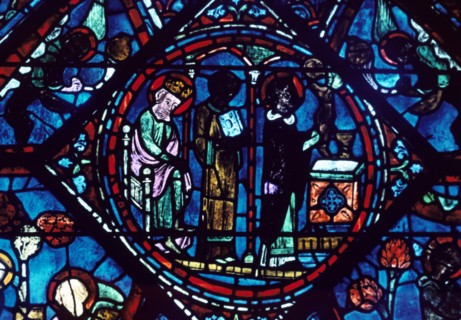 Mass of St Giles, stained glass, Chartres Cathedral, France, 1194-1260. Artist: Unknown