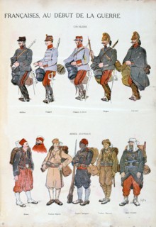 French army uniforms, World War One, 1914. Artist: Unknown