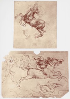 'Horse Rearing', and 'Horsemen and Foot-Soldiers', c1504.  Artist: Leonardo da Vinci