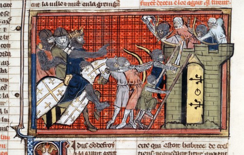 Siege of a town led by Godefroy de Bouillon, c1099, (14th century). Artist: Unknown