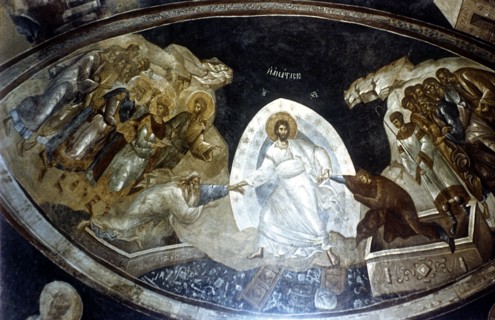 'Anastasis', fresco in the parekklesion of Church of Christ in Chora, c1310-c1320. Artist: Unknown