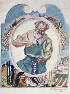 'The Cobbler', 1918.  Artist: Boris Mikhajlovich Kustodiev