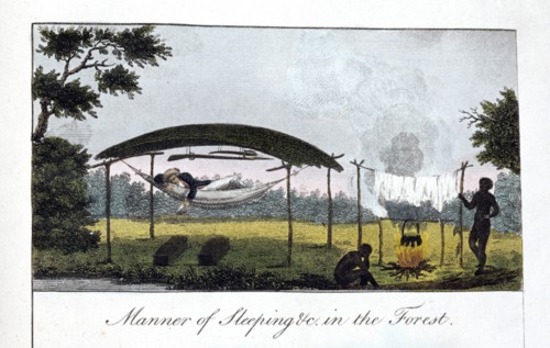 'Manner of Sleeping in the Forest', 1813.  Artist: John Gabriel Stedman