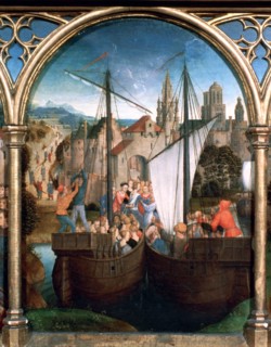 'St Ursula Shrine, Arrival in Basle', 1489. Artist: Hans Memling