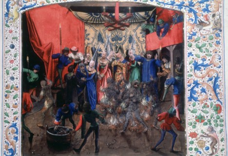 'Ball of the Burning Men', 1393. (c1470). Artist: Unknown