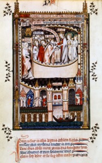 Christ gives communion to St Denis, 1317. Artist: Unknown