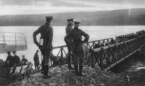 Mackensen's army crossing the Danube river, Romania, World War I, 1916. Artist: Unknown