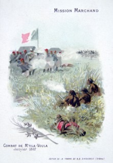 The Marchand expedition: fighting at M'tila Voula, January 1897. Artist: Unknown