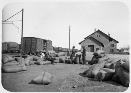 Soldiers of the French Foreign Legion at a railway yard, Syria, 20th century. Artist: Unknown