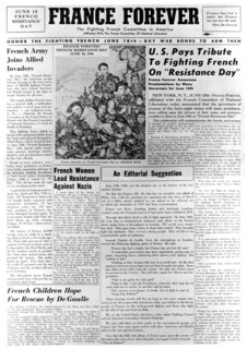 France Forever, newspaper, 18 June 1944. Artist: Unknown