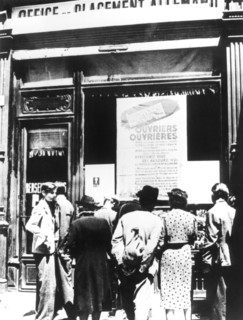 Citizens of Paris outside a German labour recruitment office, 1940-1944. Artist: Unknown